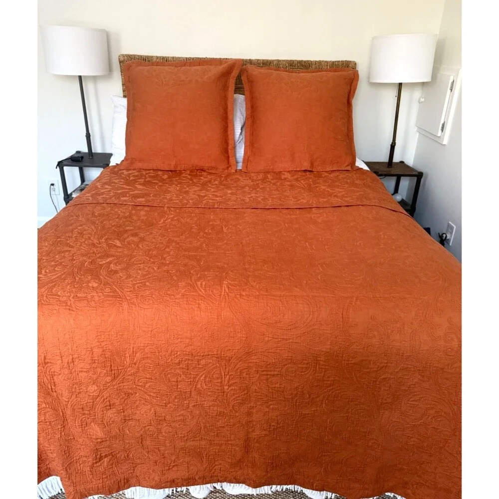 MSRP $1,800 Celso de Lemos BRAGA Egyptian Cotton Pillow and Bed Covers Caramel